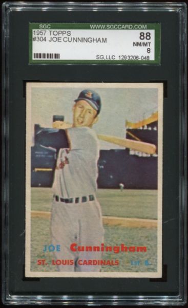 1957 Topps #304 Joe Cunningham SGC 88