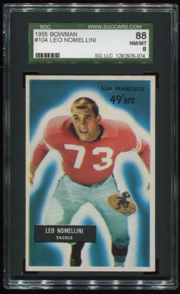 1955 Bowman #104 Leo Nomellini SGC 88