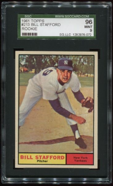 1961 Topps #213 Bill Stafford Rookie SGC 96