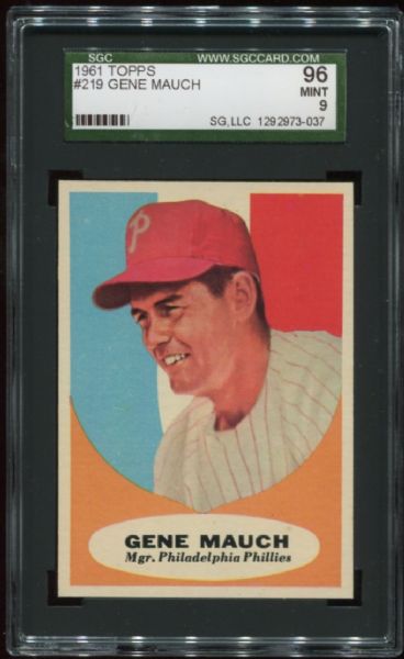 1961 Topps #219 Gene Mauch SGC 96