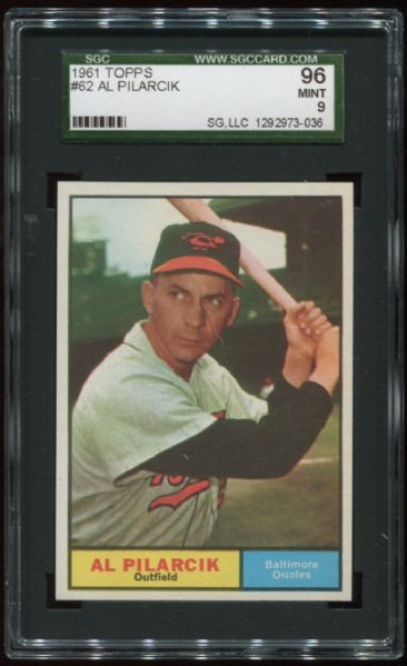 1961 Topps #62 Al Pilarcik SGC 96