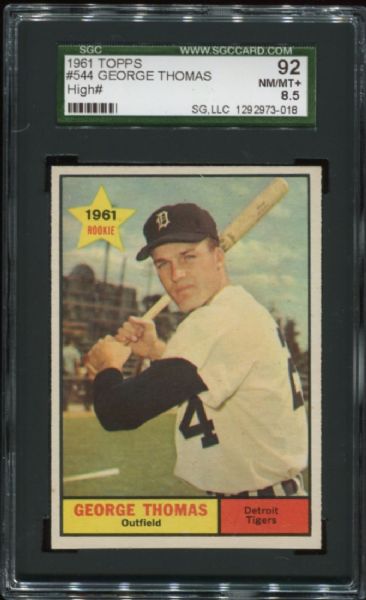 1961 Topps #544 George Thomas High Number SGC 92