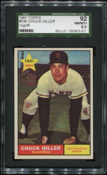 1961 Topps #538 Chuck Hiller High Number SGC 92