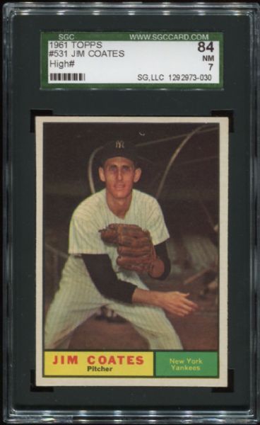 1961 Topps #531 Jim Coates High Number SGC 84