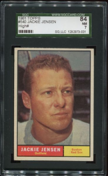 1961 Topps #540 Jackie Jensen High Number SGC 84