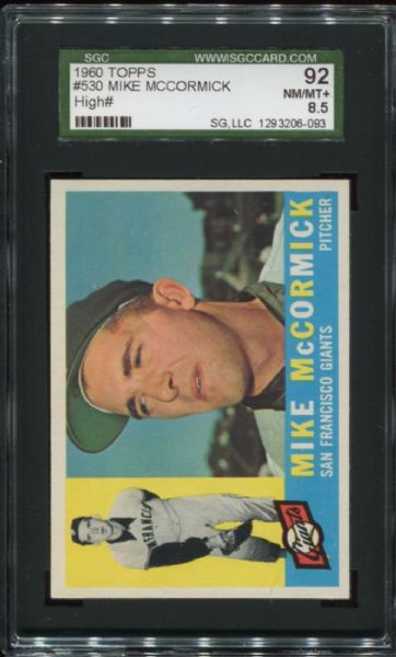 1960 Topps #530 Mike McCormick High Number SGC 92