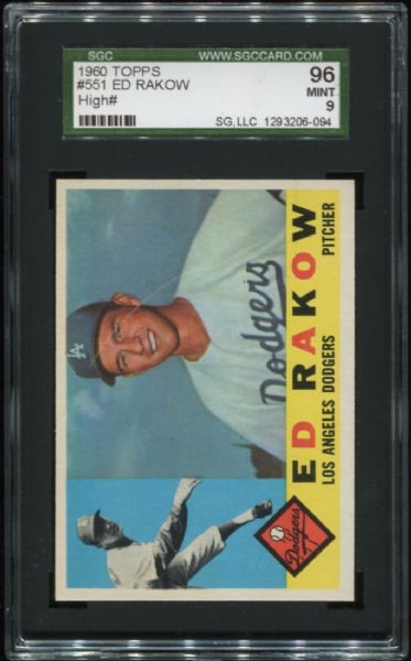 1960 Topps #551 Ed Rakow High Number SGC 96