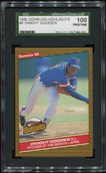 1986 Donruss Highlights #8 Dwight Gooden SGC 100