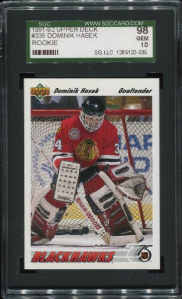 1991-92 Upper Deck #335 Dominik Hasek Rookie SGC 98