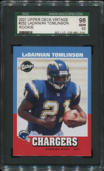 2001 Upper Deck Vintage #252 Ladainian Tomlinson Rookie SGC 98