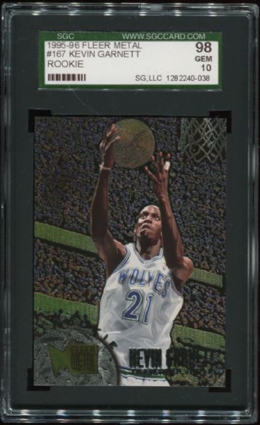 1995-96 Fleer Metal #167 Kevin Garnett Rookie SGC 98