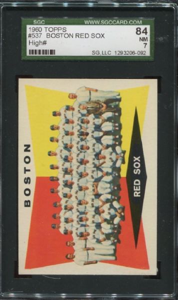 1960 Topps #537 Boston Red Sox Team High Number SGC 84