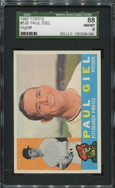 1960 Topps #526 Paul Giel High Number SGC 88