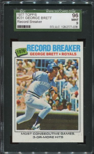 1977 Topps #231 George Brett Record Breaker SGC 96