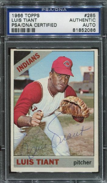 1966 Topps #285 Luis Tiant Autographed PSA/DNA Authentic