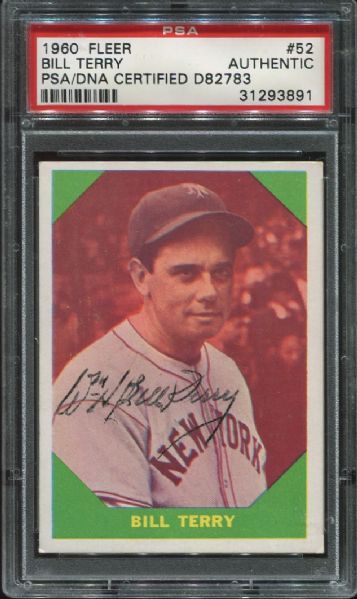 1960 Fleer #052 Bill Terry Autographed PSA/DNA Authentic