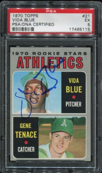 1970 Topps #21 Vida Blue Autographed PSA/DNA PSA 5