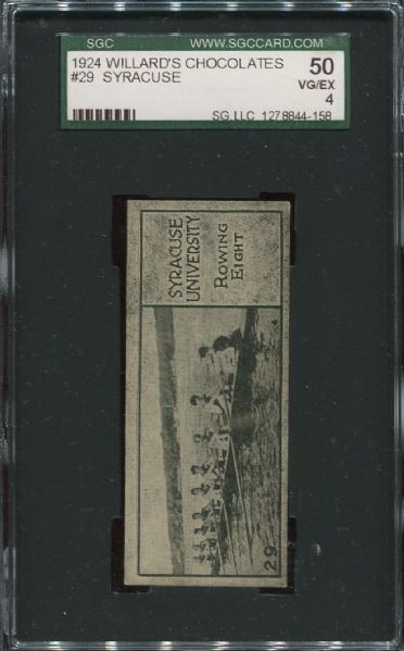 1924 Willard's Chocolates #29 Syracuse University Rowing SGC 50