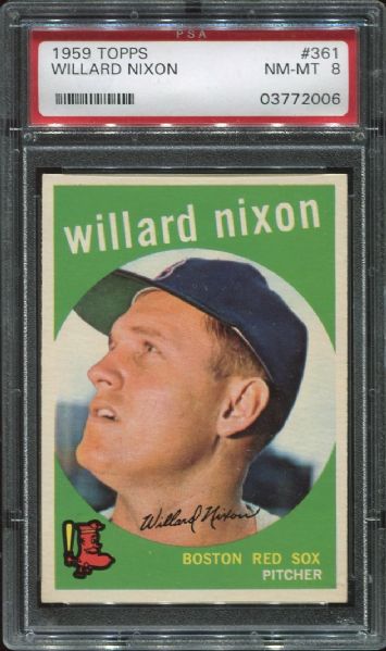 1959 Topps #361 Willard Nixon PSA 8