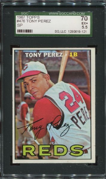 1967 Topps #476 Tony Perez Short Print SGC 70