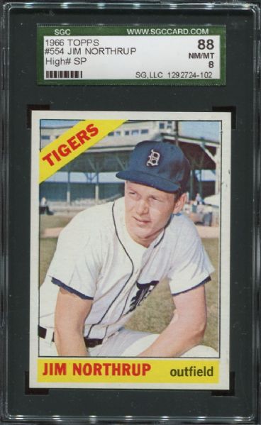 1966 Topps #554 Jim Northrup High Number Short Print SGC 88