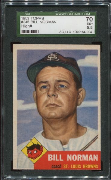 1953 Topps #245 Bill Norman High Number SGC 70