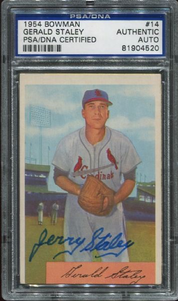 1954 Bowman #14 Gerald Staley Autographed PSA/DNA Authentic