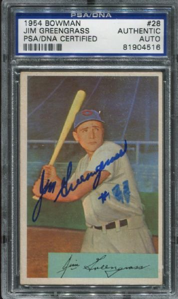 1954 Bowman #28 Jim Greengrass Autographed PSA/DNA Authentic