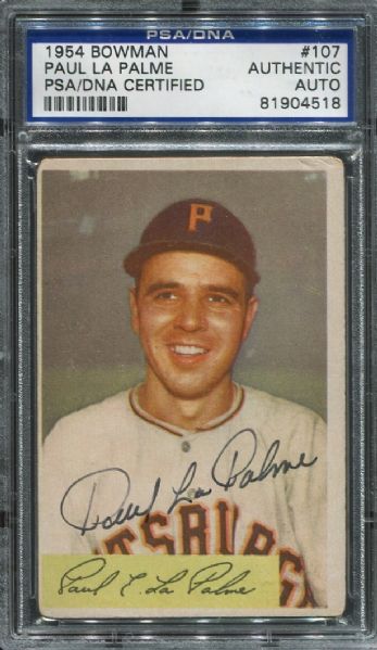 1954 Bowman #107 Paul La Palme Autographed PSA/DNA Authentic