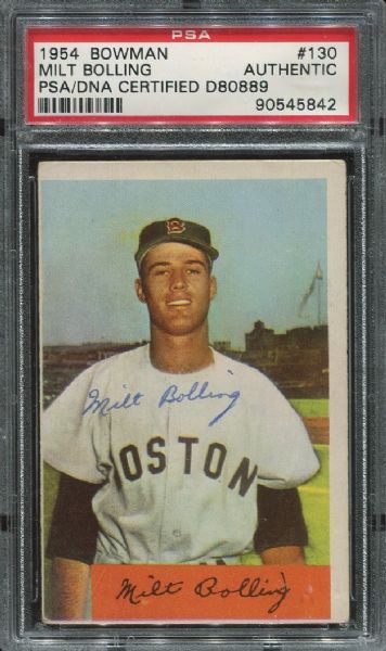 1954 Bowman #130 Milt Bolling Autographed PSA/DNA Authentic