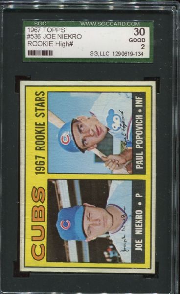 1967 Topps #536 Joe Niekro Rookie High Number SGC 30