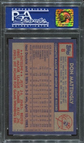 1984 Topps #8 Don Mattingly Rookie PSA 10