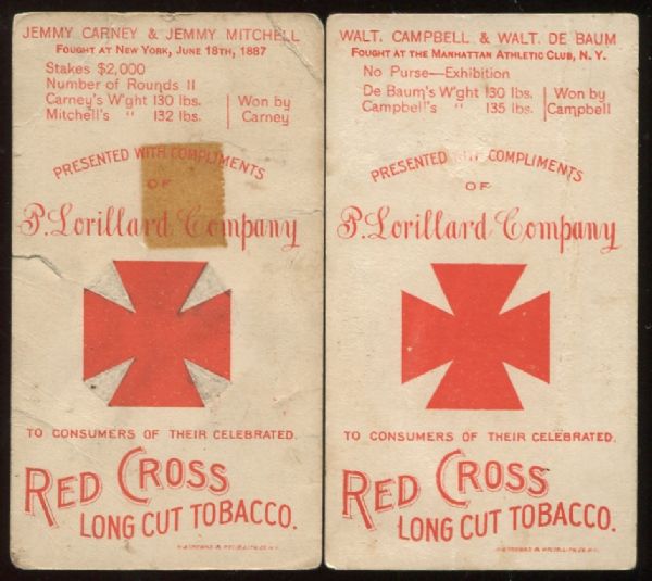 1893 N266 Red Cross Tobacco Boxers Lot of 2 Different