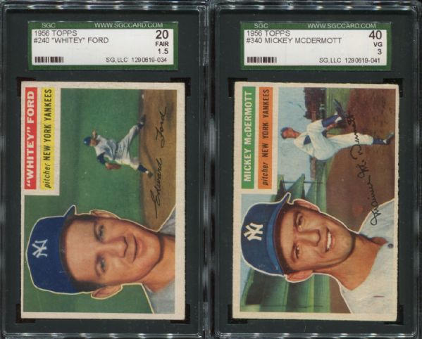 1956 Topps New York Yankees Lot of 2 SGC Graded with Ford