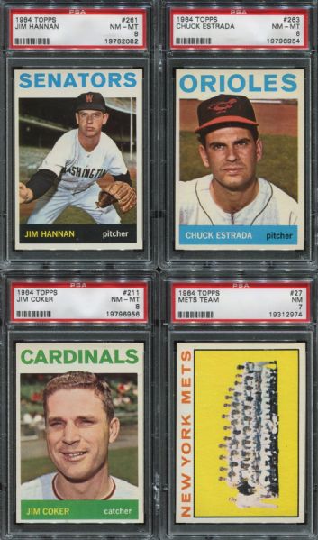 1964 Topps Lot of 4 Different PSA 7 & 8 with Mets Team