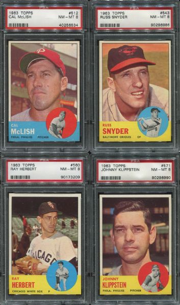 1963 Topps High Number Lot of 4 Different PSA 8