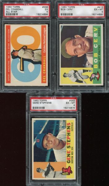 1960 Topps Lot of 6 Different PSA 5 & 6