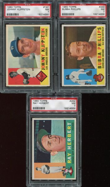 1960 Topps Lot of 9 Different PSA 7