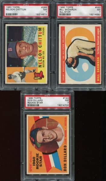 1960 Topps Lot of 9 Different PSA 7