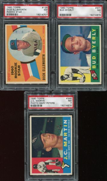 1960 Topps Lot of 9 Different PSA 7