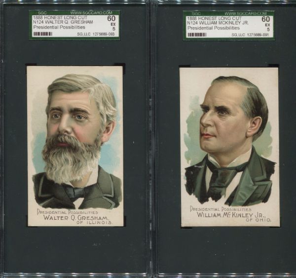 1888 N124 Honest Long Cut Presidential Possibilities Lot of 3 SGC Graded with McKinley