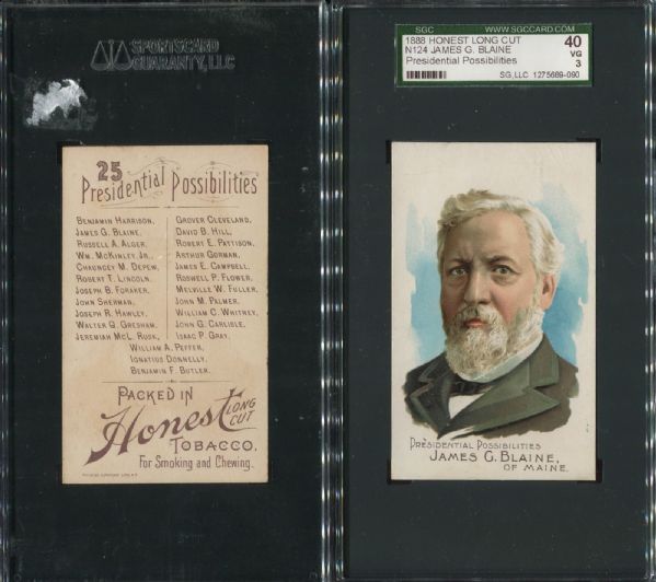 1888 N124 Honest Long Cut Presidential Possibilities Lot of 3 SGC Graded with McKinley