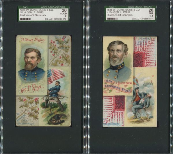 1888 N114 W. Duke, Sons & Co. Histories of Generals Lot of 3 SGC Graded