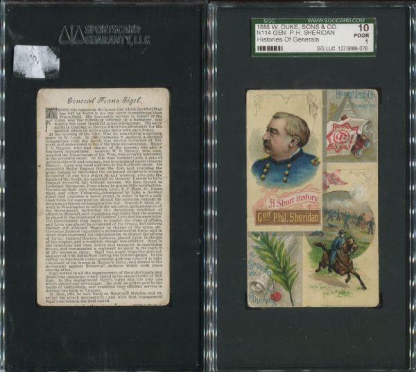 1888 N114 W. Duke, Sons & Co. Histories of Generals Lot of 3 SGC Graded