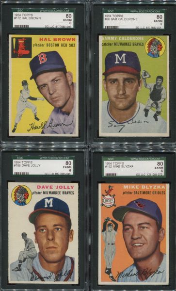 1954 Topps Lot of 8 Different SGC 60-80