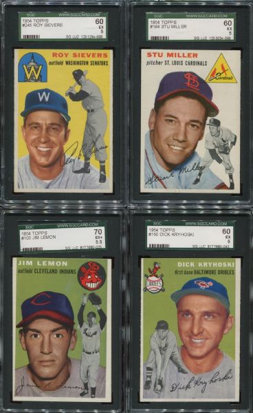 1954 Topps Lot of 8 Different SGC 60-80