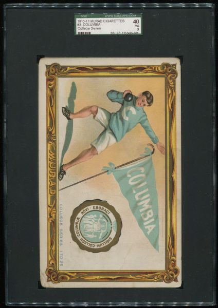 1910-11 T5 Murad Cigarettes #3 Columbia SGC 40