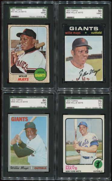 1960-1973 Topps Lot of 7 Different Willie Mays Cards SGC Graded