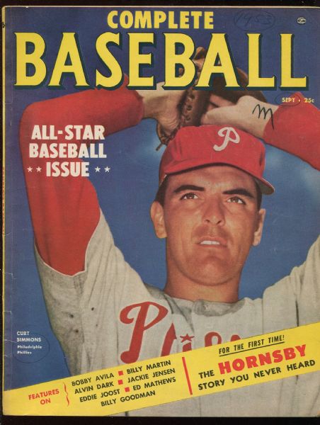 1953 Complete Baseball Magazine September Issue with Curt Simmons Cover