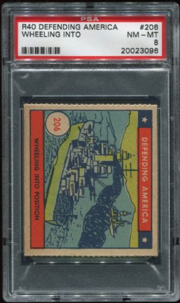 1941 R40 Defending America #206 Wheeling Into Position PSA 8 - Pop 2